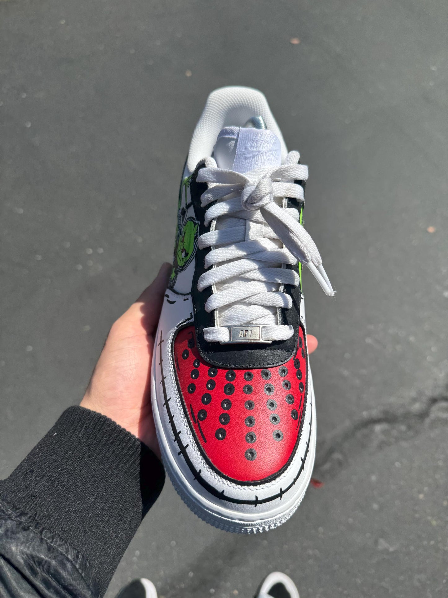 Hand-Painted Nightmare Before Christmas Air Force 1 Sneakers: Jack Skellington & The Grinch