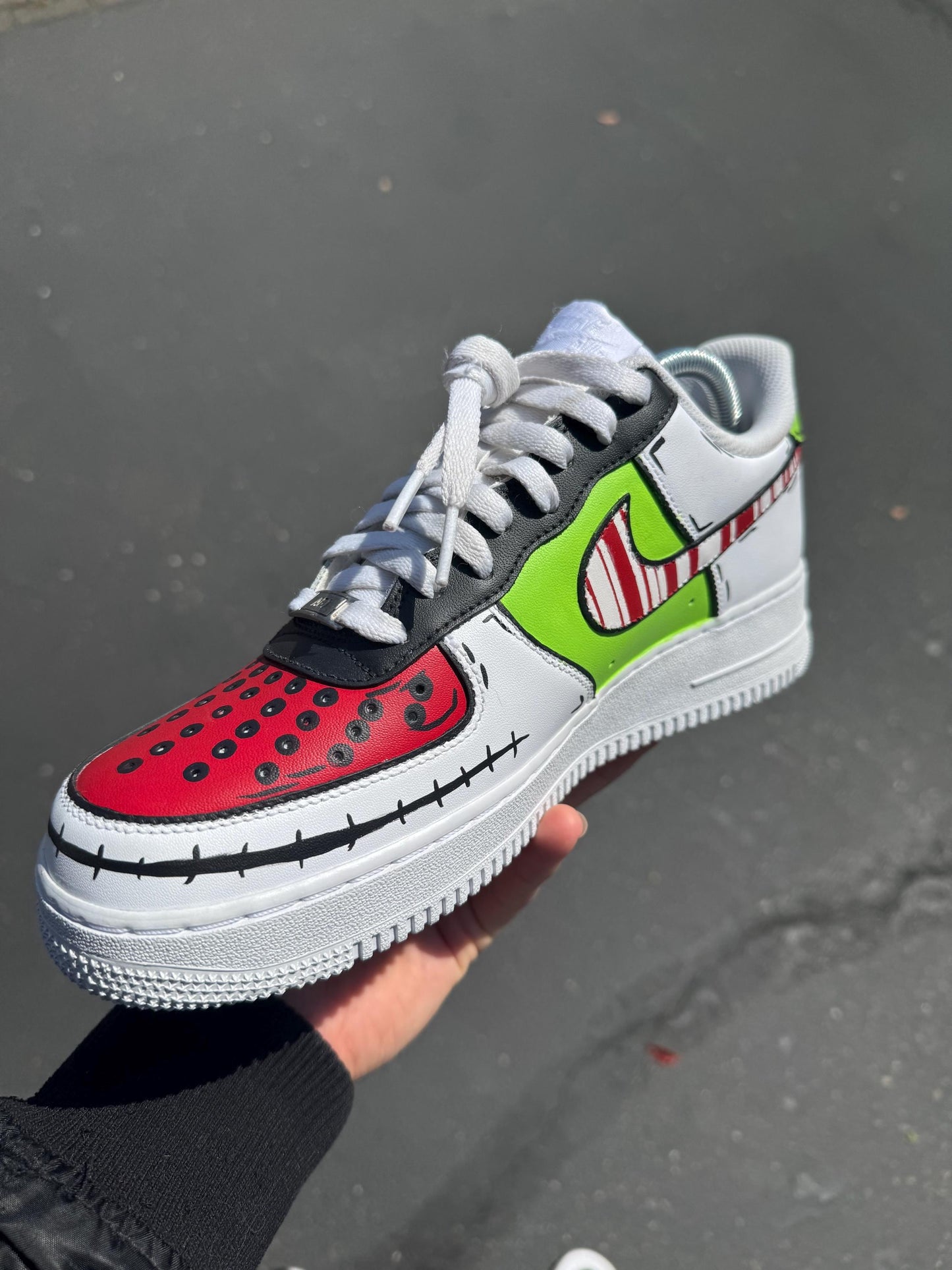 Hand-Painted Nightmare Before Christmas Air Force 1 Sneakers: Jack Skellington & The Grinch