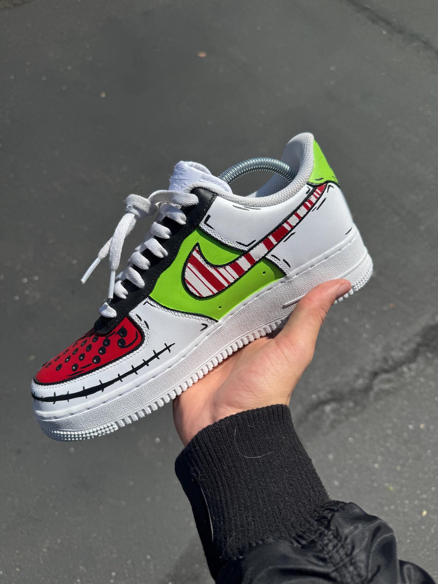 Hand-Painted Nightmare Before Christmas Air Force 1 Sneakers: Jack Skellington & The Grinch
