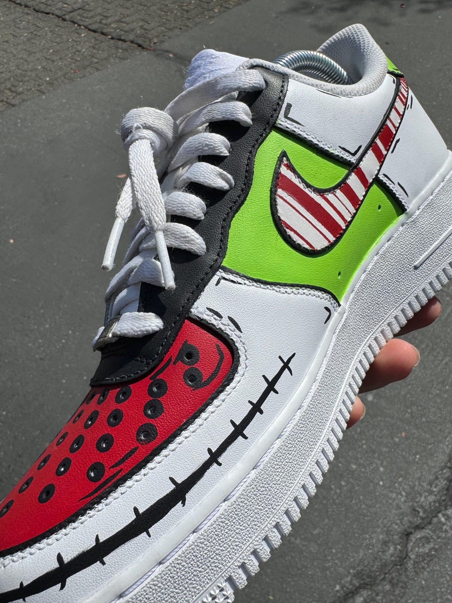 Hand-Painted Nightmare Before Christmas Air Force 1 Sneakers: Jack Skellington & The Grinch