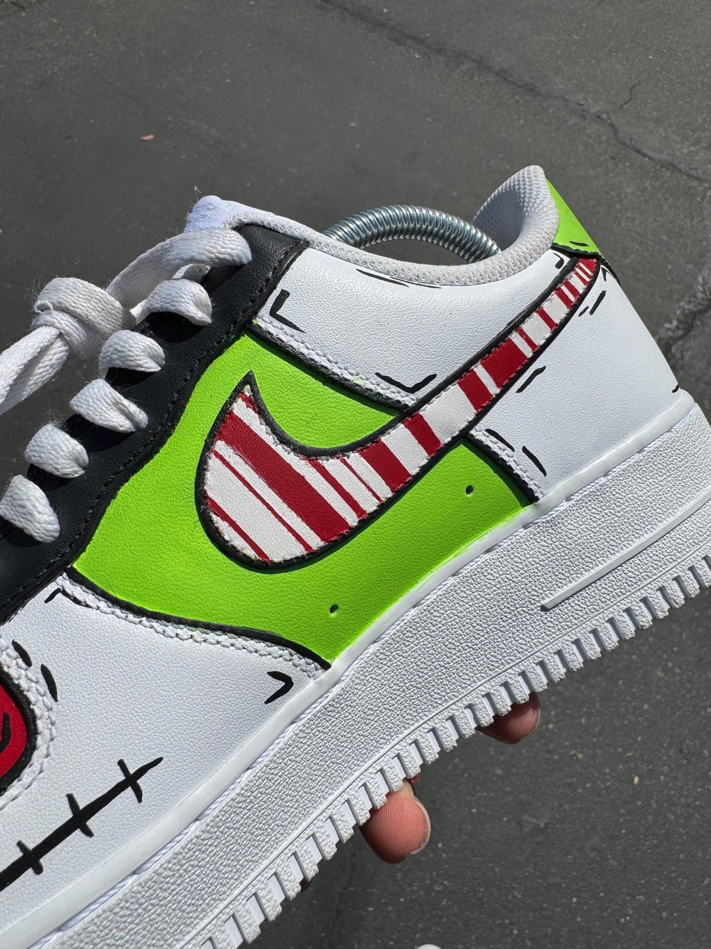 Hand-Painted Nightmare Before Christmas Air Force 1 Sneakers: Jack Skellington & The Grinch