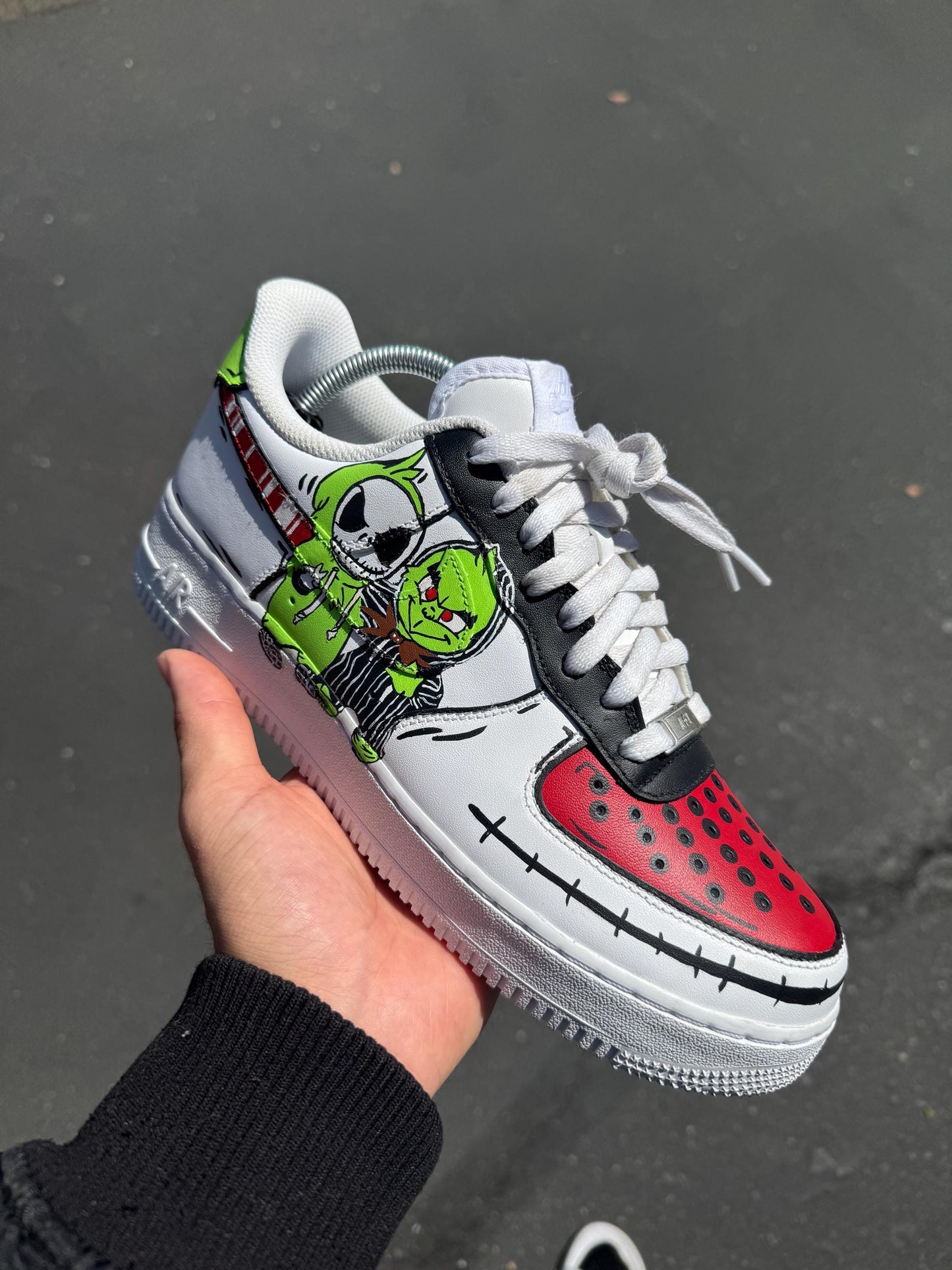 Hand-Painted Nightmare Before Christmas Air Force 1 Sneakers: Jack Skellington & The Grinch