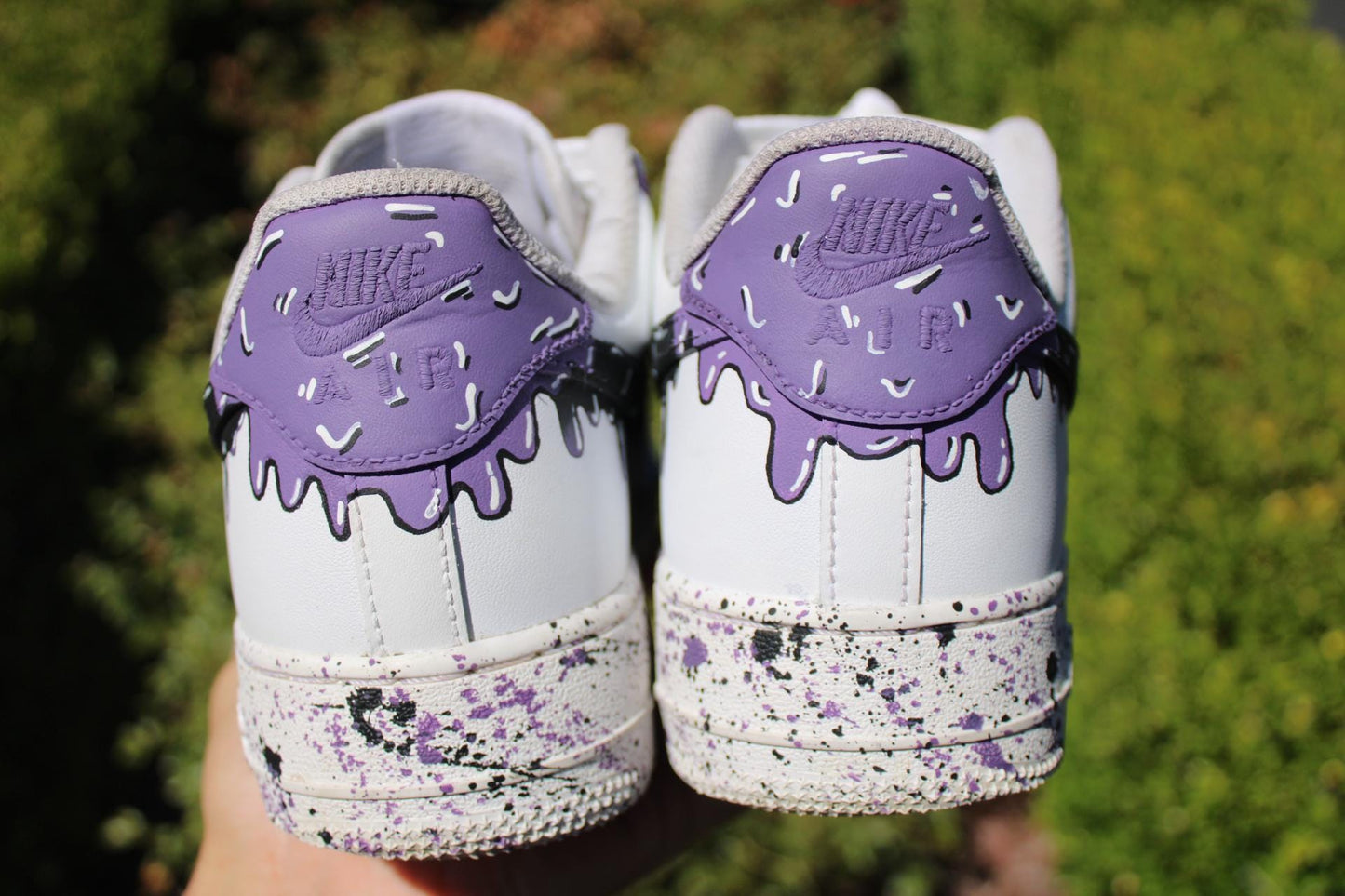 Custom Drip Air Force 1s: Hand-Painted Purple Splatter Shoes