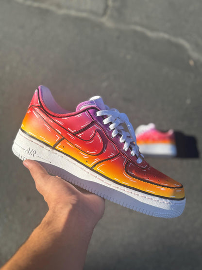 Custom Air Force 1 Sneakers: Sunset Gradient Cartoon Shoes