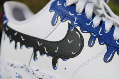 Custom Drip Air Force 1s: Hand-Painted Blue Splatter Shoes