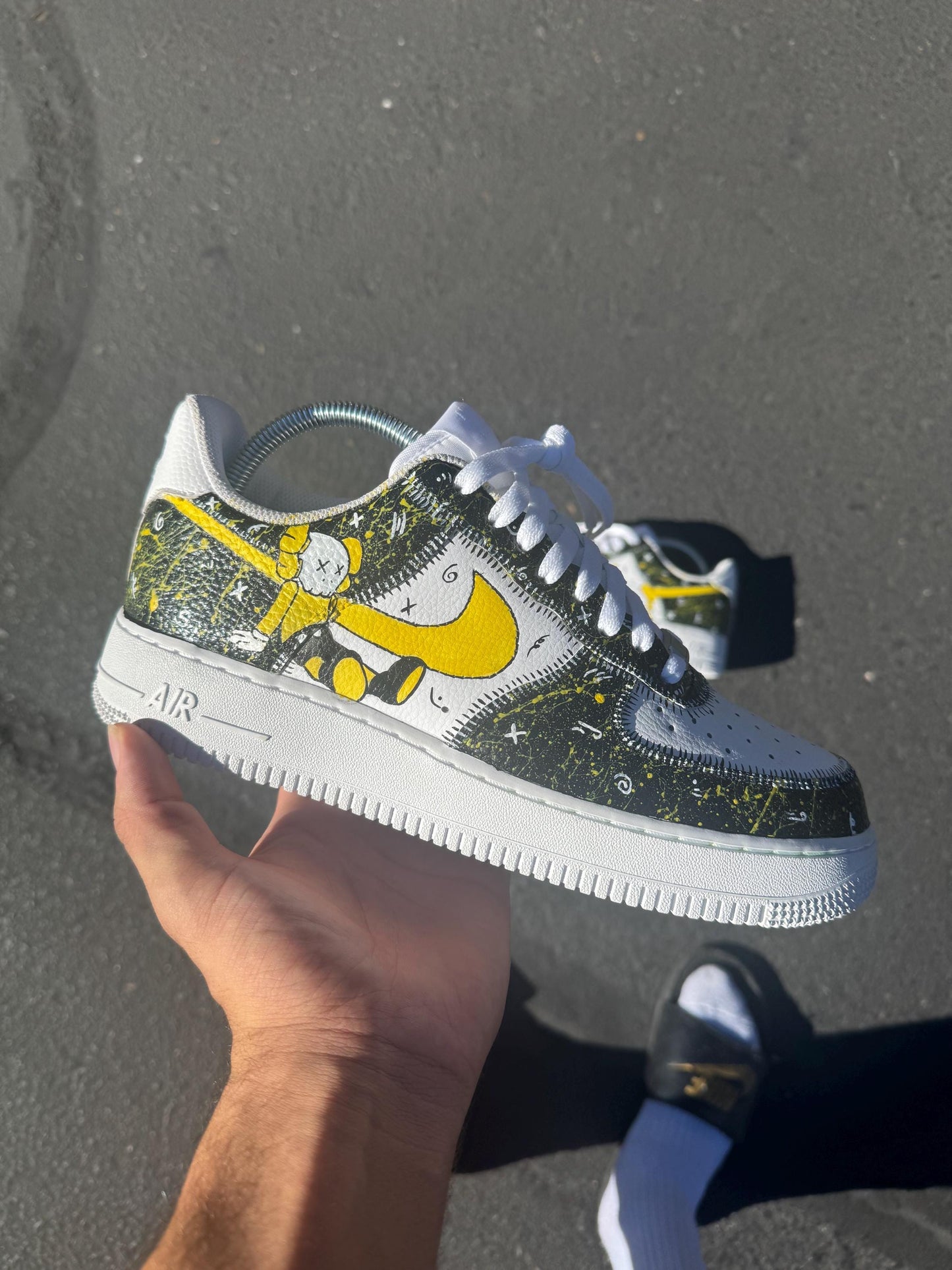 Kaws Customs Air Force 1 Black and Yellow