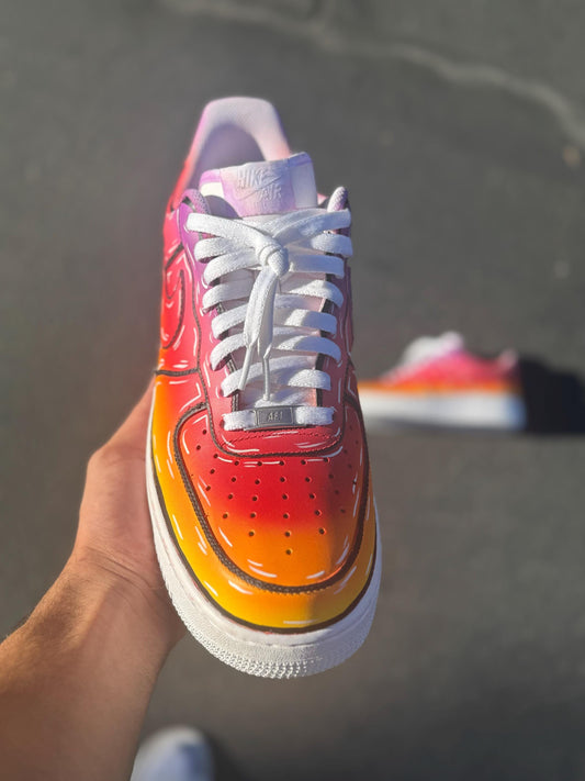Custom Air Force 1 Sneakers: Sunset Gradient Cartoon Shoes