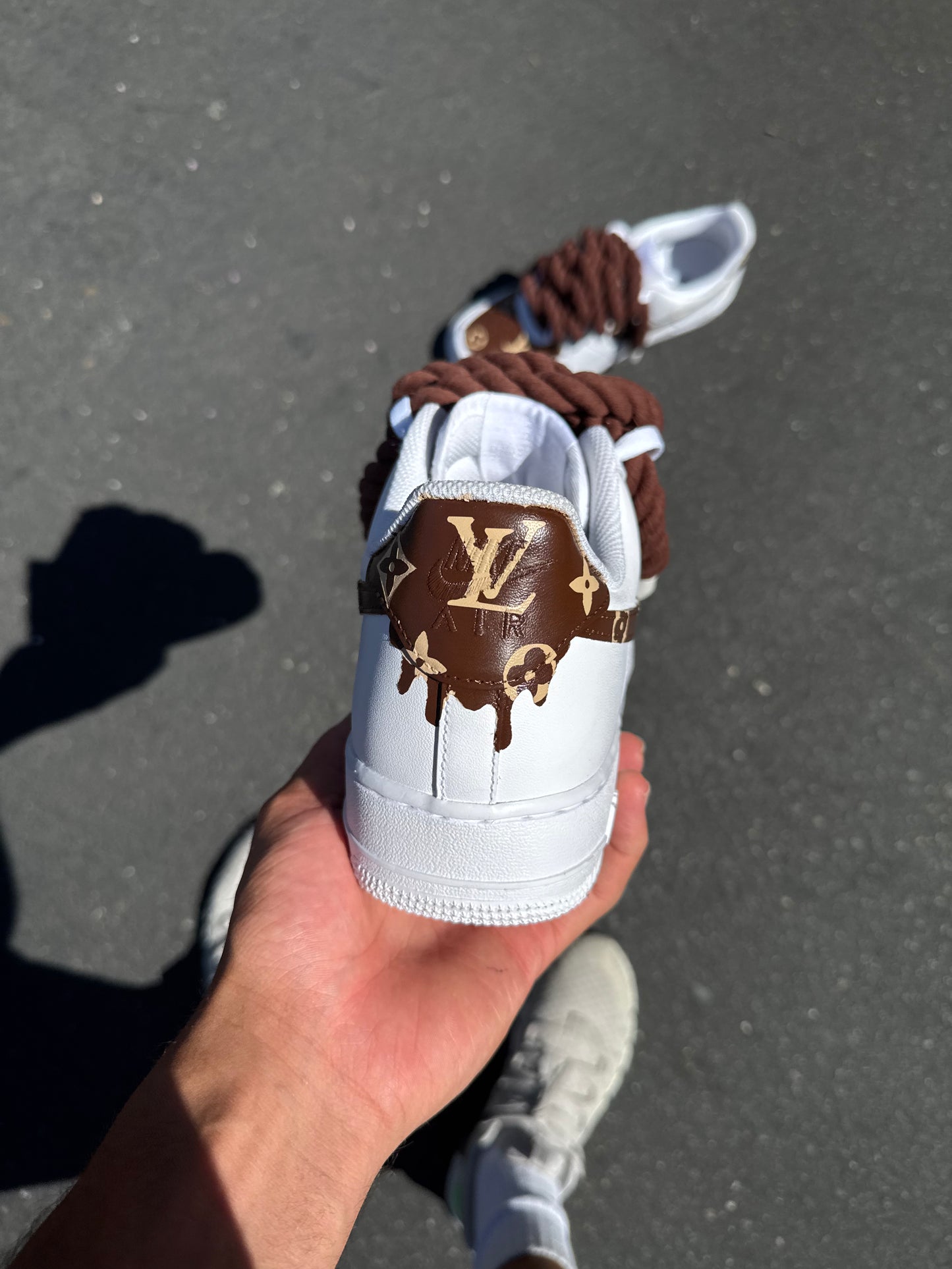 Custom Luxury - Inspired Monogram Sneakers Hand Painted Pattern Design