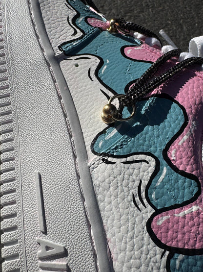 Hand-Painted Ice Cream Drip Air Force 1s: Custom Pastel Sneakers