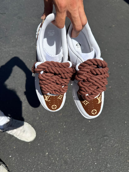 Custom Luxury - Inspired Monogram Sneakers Hand Painted Pattern Design
