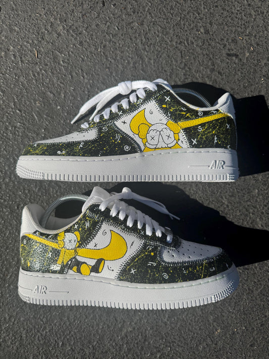 Kaws Customs Air Force 1 Black and Yellow