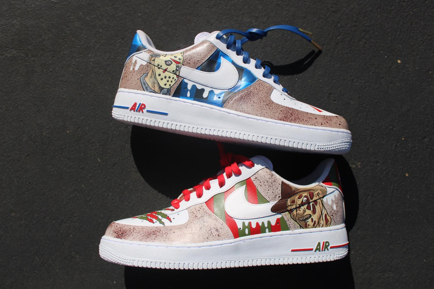 Custom Horror Air Force 1s: Freddy Krueger & Jason Voorhees Hand-Painted Sneakers