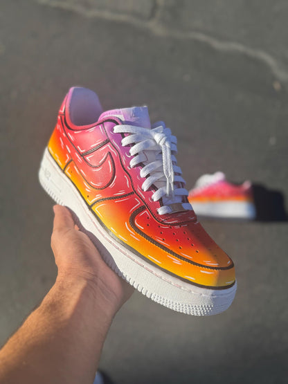 Custom Air Force 1 Sneakers: Sunset Gradient Cartoon Shoes