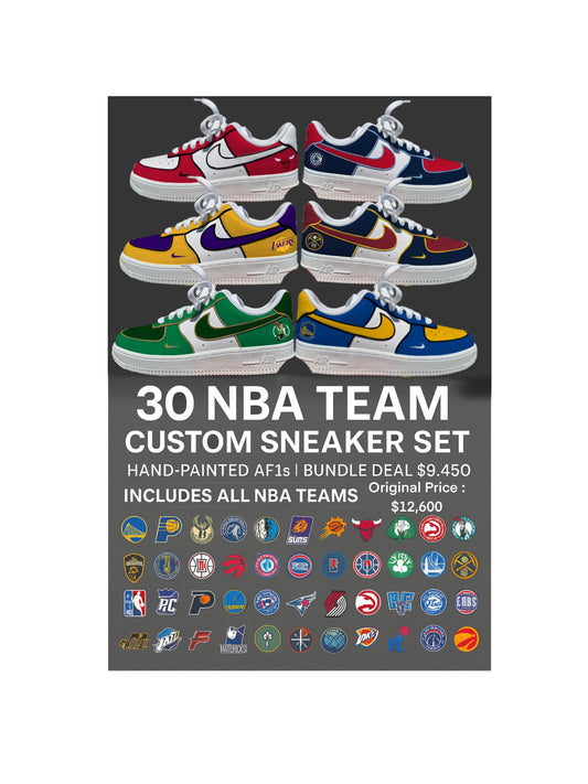 30 NBA Team Custom Air Force 1 Sneakers: Hand-Painted Full League Set