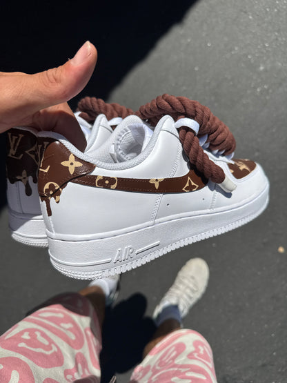Custom Luxury - Inspired Monogram Sneakers Hand Painted Pattern Design