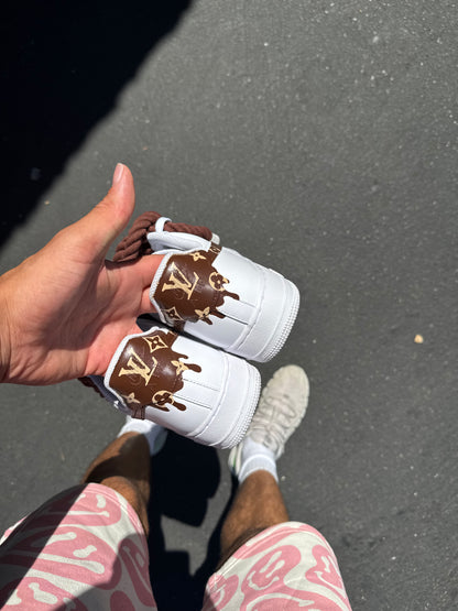 Custom Luxury - Inspired Monogram Sneakers Hand Painted Pattern Design