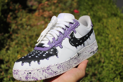 Custom Drip Air Force 1s: Hand-Painted Purple Splatter Shoes