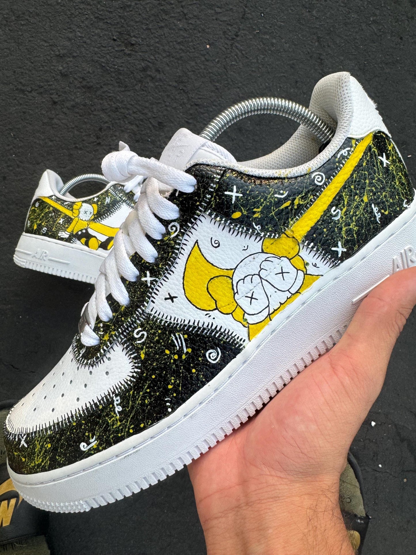 Kaws Customs Air Force 1 Black and Yellow