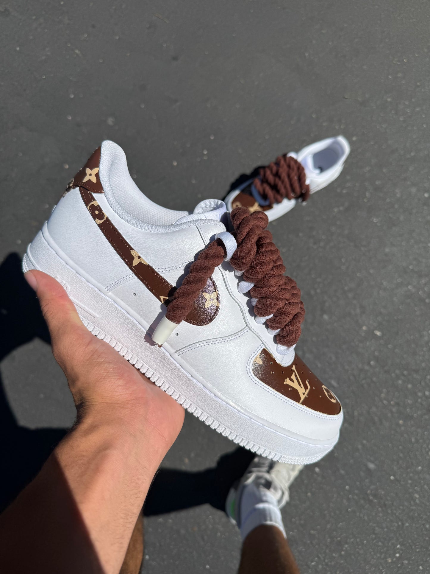 Custom Luxury - Inspired Monogram Sneakers Hand Painted Pattern Design