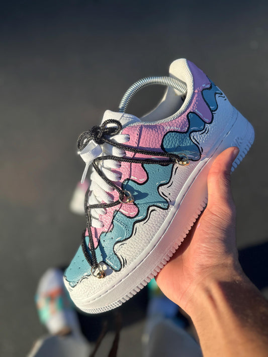 Hand-Painted Ice Cream Drip Air Force 1s: Custom Pastel Sneakers