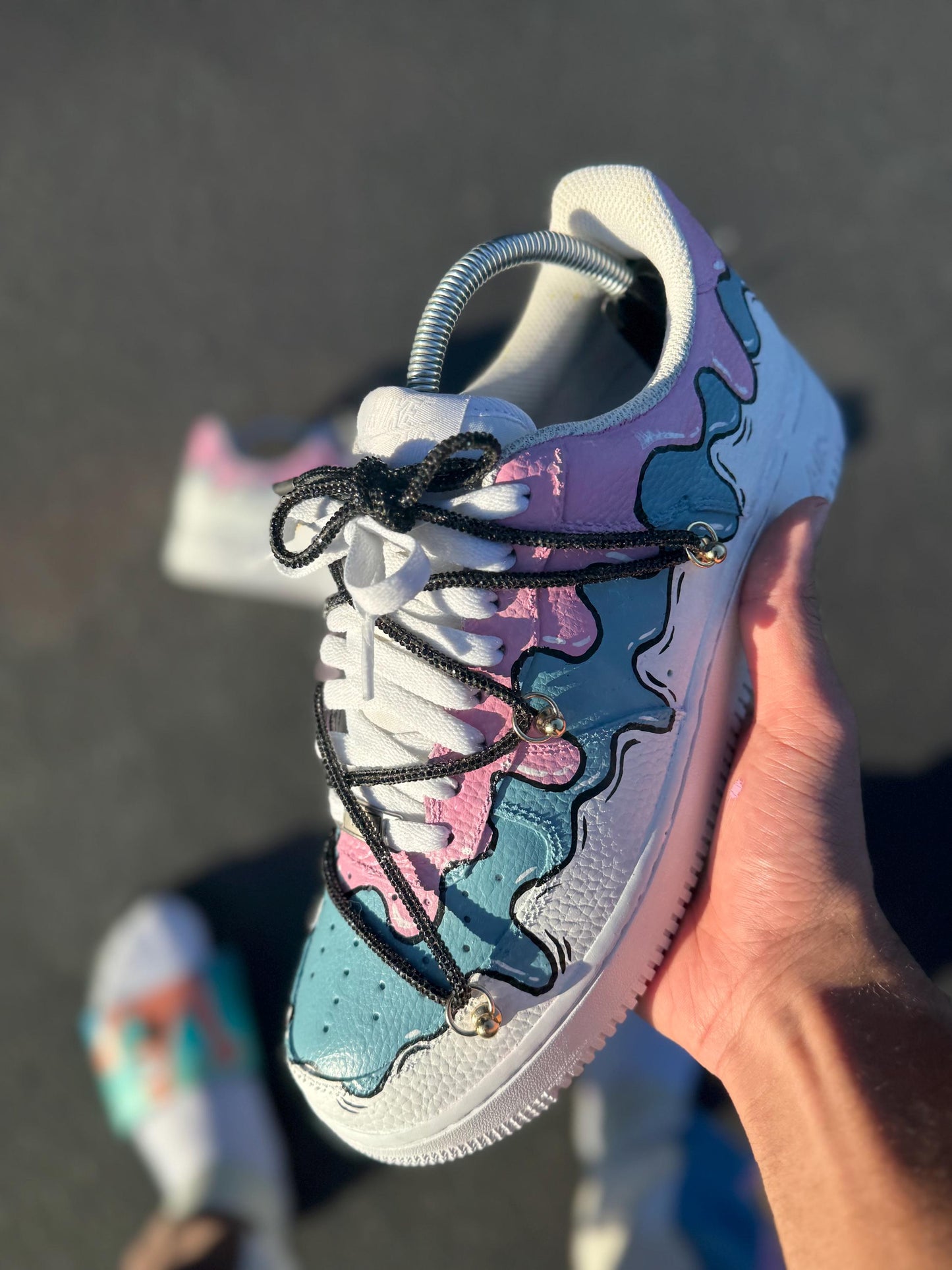 Hand-Painted Ice Cream Drip Air Force 1s: Custom Pastel Sneakers