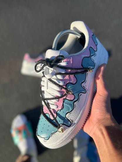 Hand-Painted Ice Cream Drip Air Force 1s: Custom Pastel Sneakers