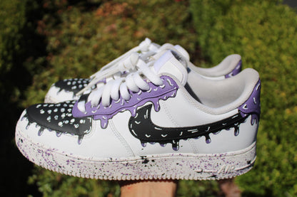 Custom Drip Air Force 1s: Hand-Painted Purple Splatter Shoes