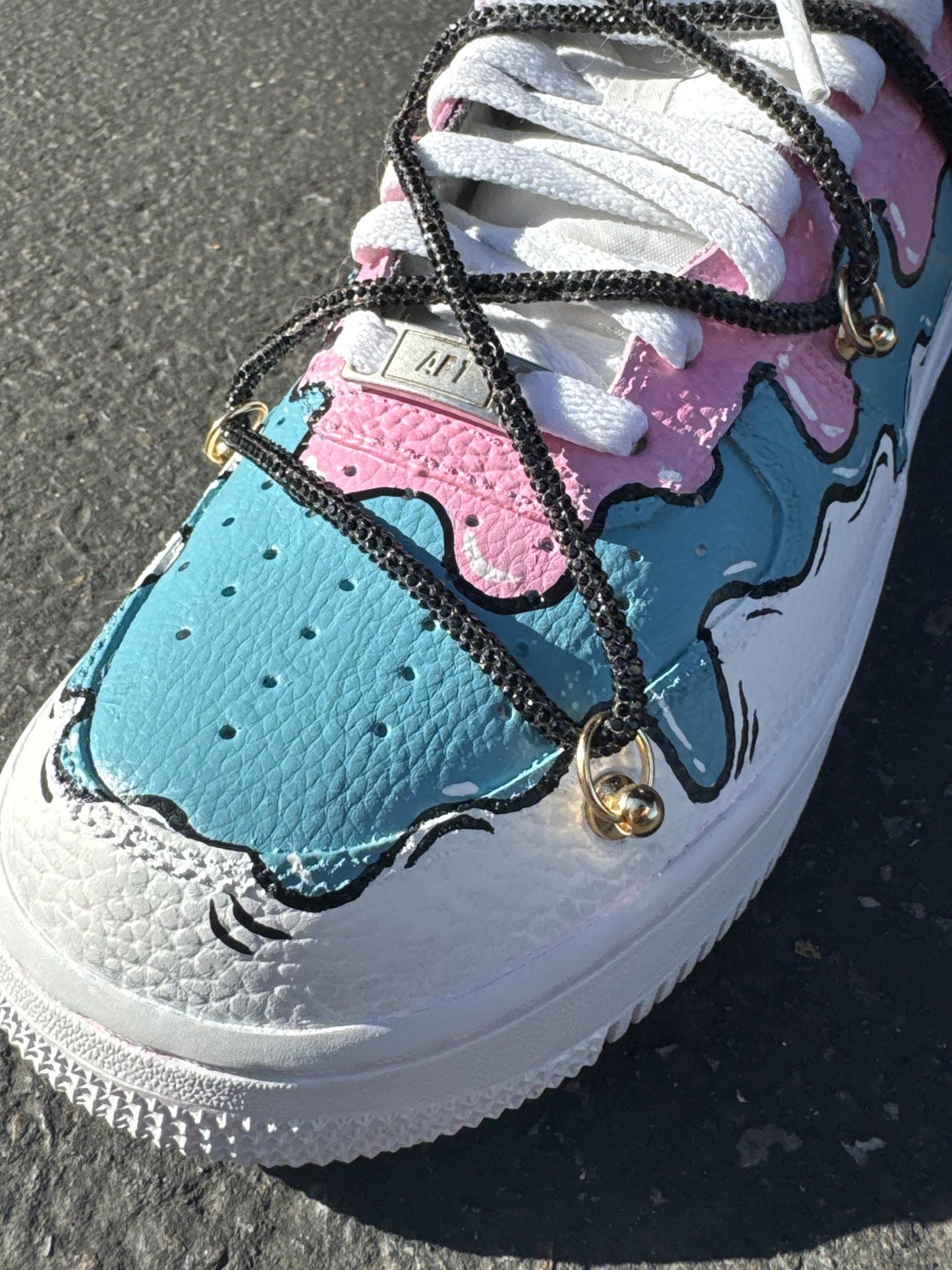 Hand-Painted Ice Cream Drip Air Force 1s: Custom Pastel Sneakers