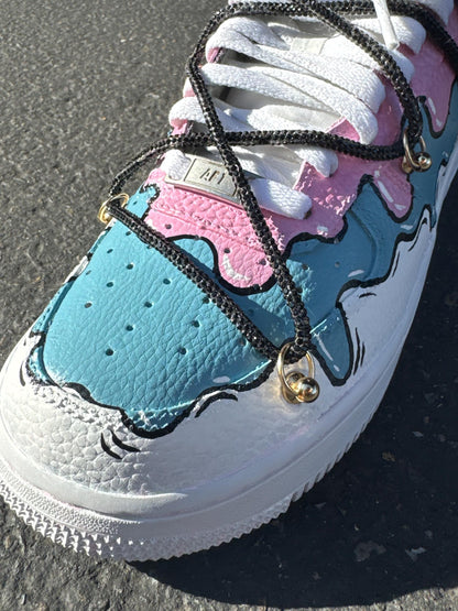 Hand-Painted Ice Cream Drip Air Force 1s: Custom Pastel Sneakers