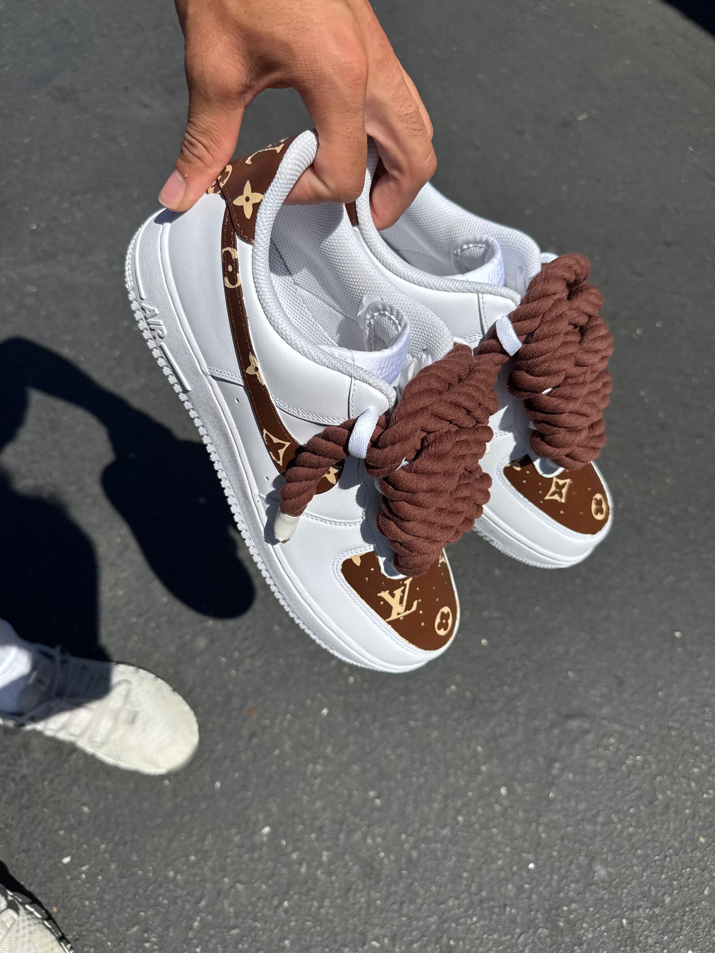 Custom Luxury - Inspired Monogram Sneakers Hand Painted Pattern Design