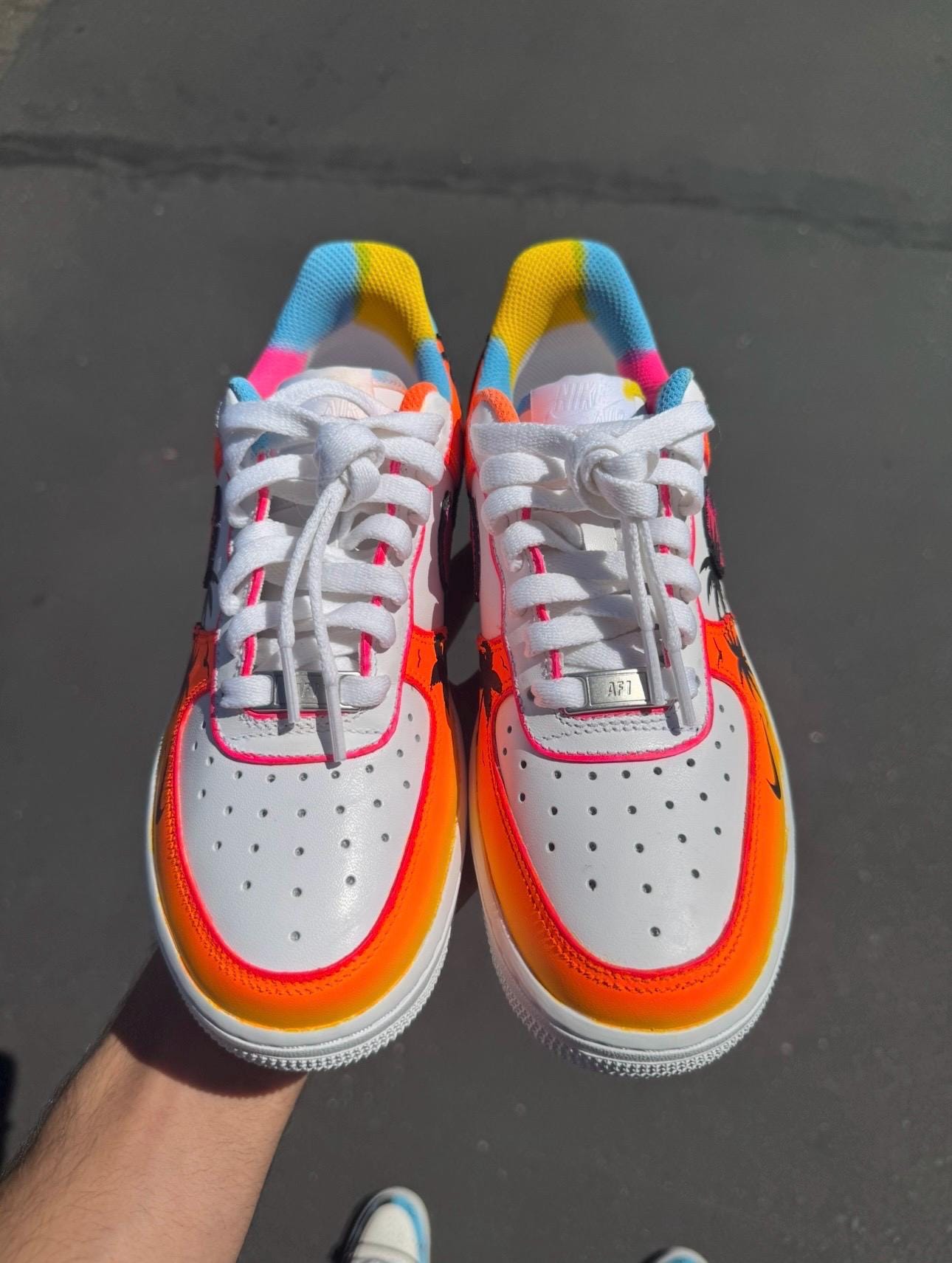 Hand-Painted Sunset Palm Tree Air Force 1s: Custom Beach Sneakers