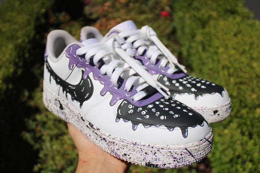 Custom Drip Air Force 1s: Hand-Painted Purple Splatter Shoes