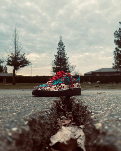 Hand-Painted Tribal Air Force 1 Sneakers: Indigenous Fabric, One-of-One