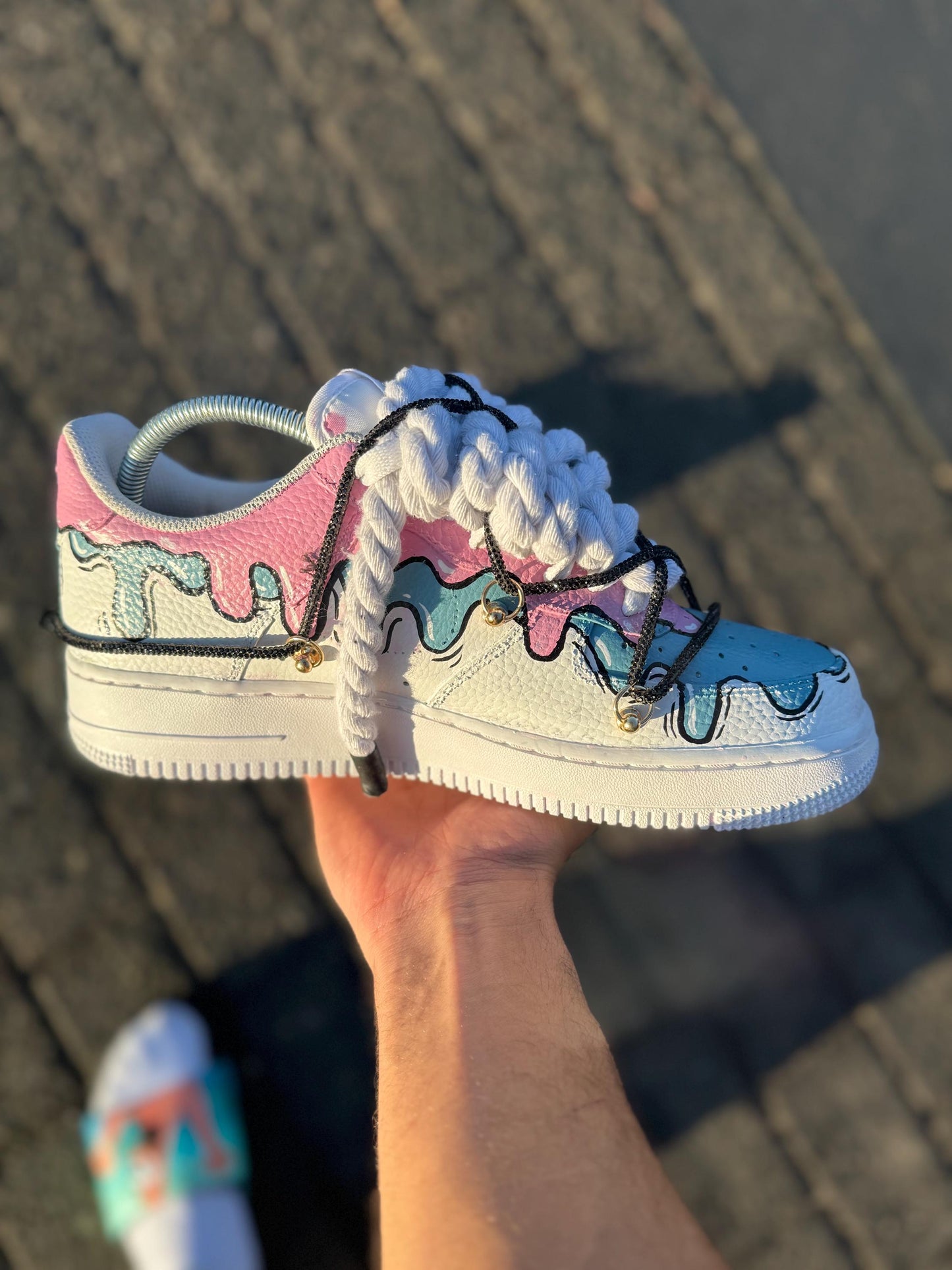 Hand-Painted Ice Cream Drip Air Force 1s: Custom Pastel Sneakers