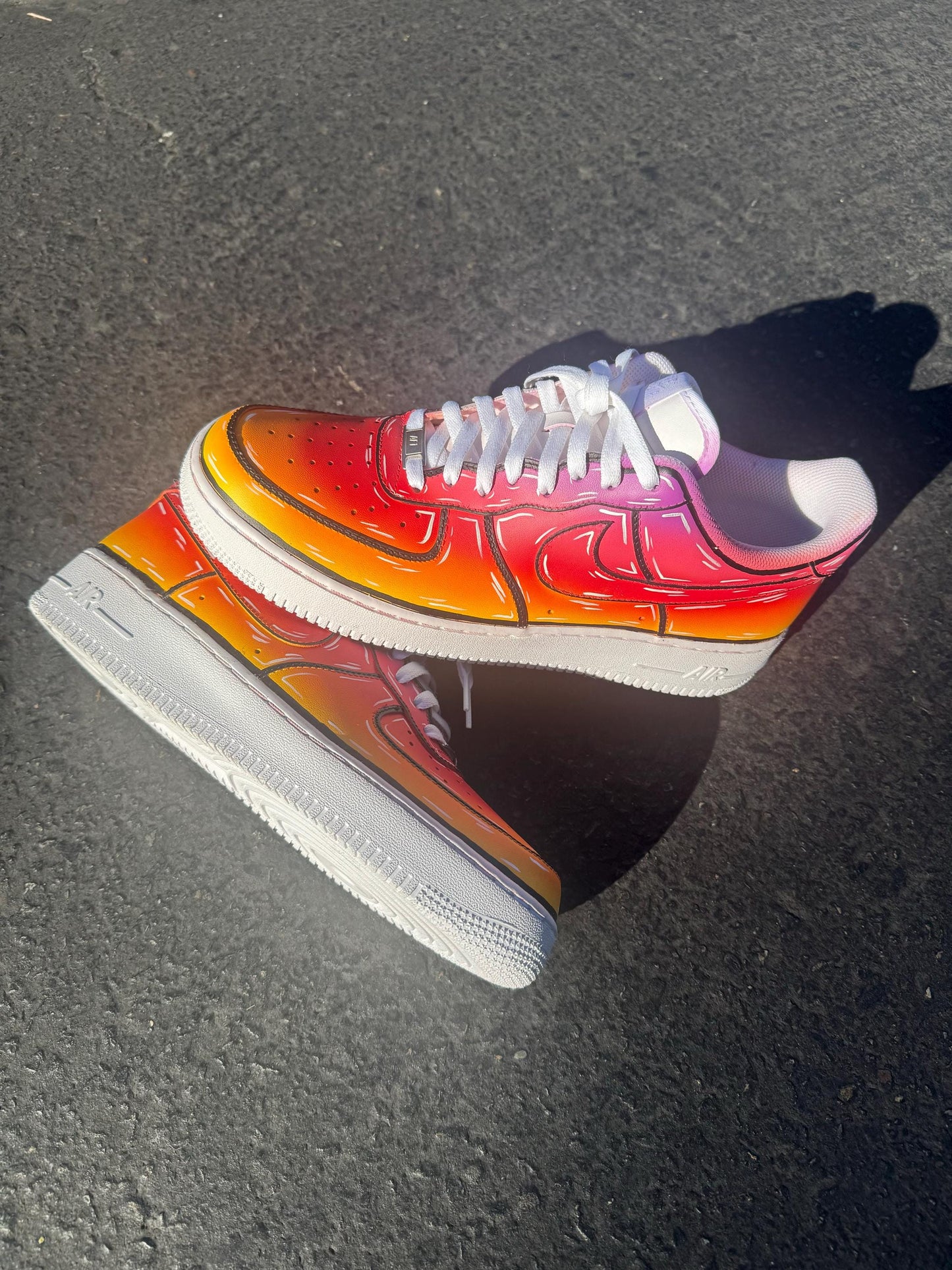Custom Air Force 1 Sneakers: Sunset Gradient Cartoon Shoes