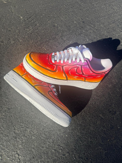 Custom Air Force 1 Sneakers: Sunset Gradient Cartoon Shoes